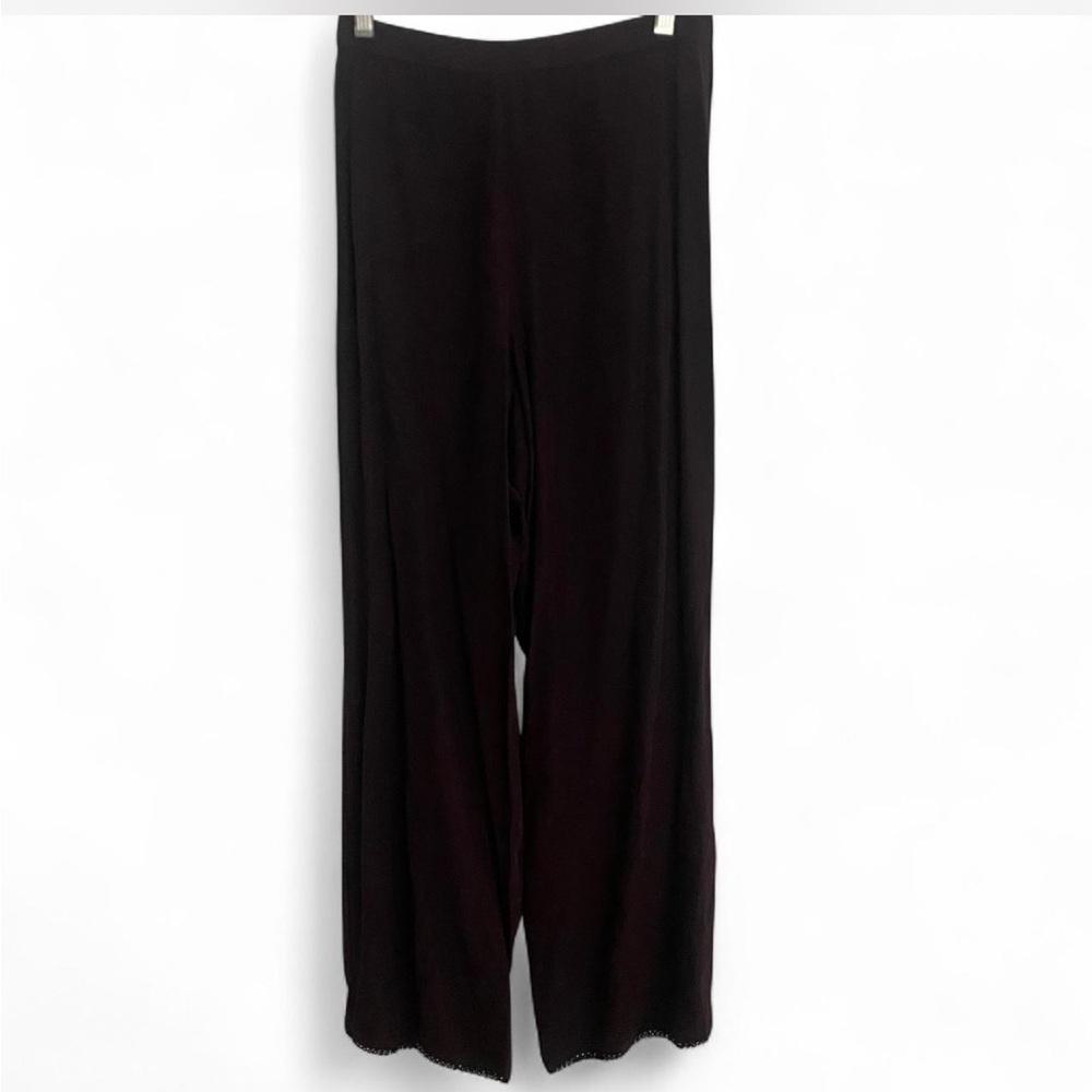 VINTAGE 90’S BETSEY JOHNSON BLACK WIDE LEG PANTS WITH SCALLOPED HEM SIZE MEDIUM